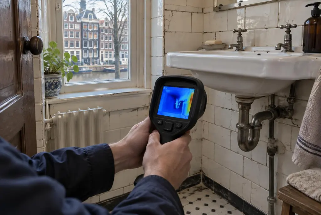 Lekdetectie Leerdam – badkamer met oude leidingen achter de tegels