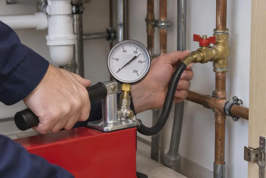 Lekdetectie Leerdam – druktest op een waterleiding met een manometer